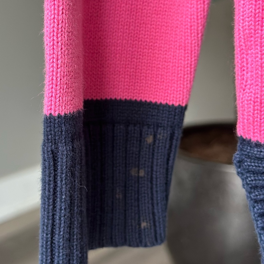 Lauren Ralph Lauren Pink Navy Striped Collared Rugby Long Sleeve Sweater Shirt - Picture 10 of 12